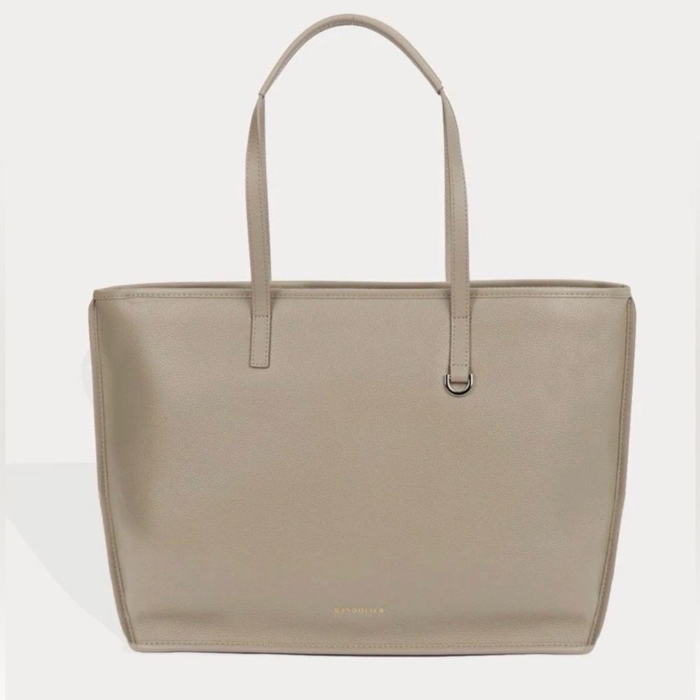 Bandolier pebbled carryall leather greige silver Women's Tote Bag - Picture 2 of 12